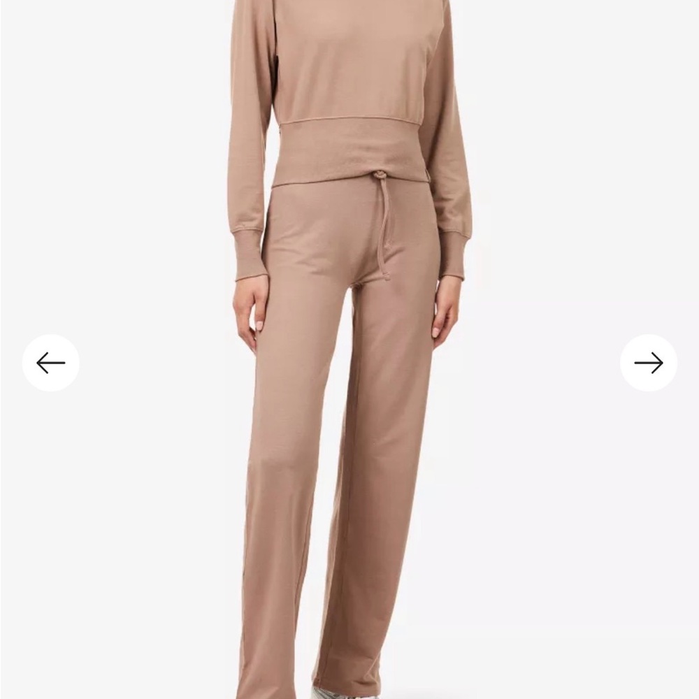 Adanola Taupe Wide-Leg Drawstring Pants